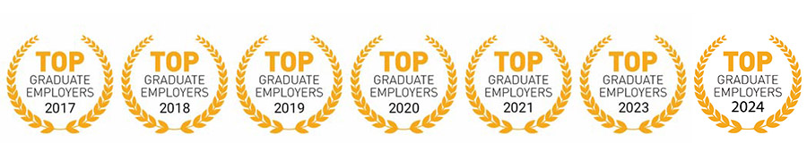 Voted as one of the Top Graduate Employers in Australia for 2017, 2018, 2019, 2020, 2021, 2023 and 2024.