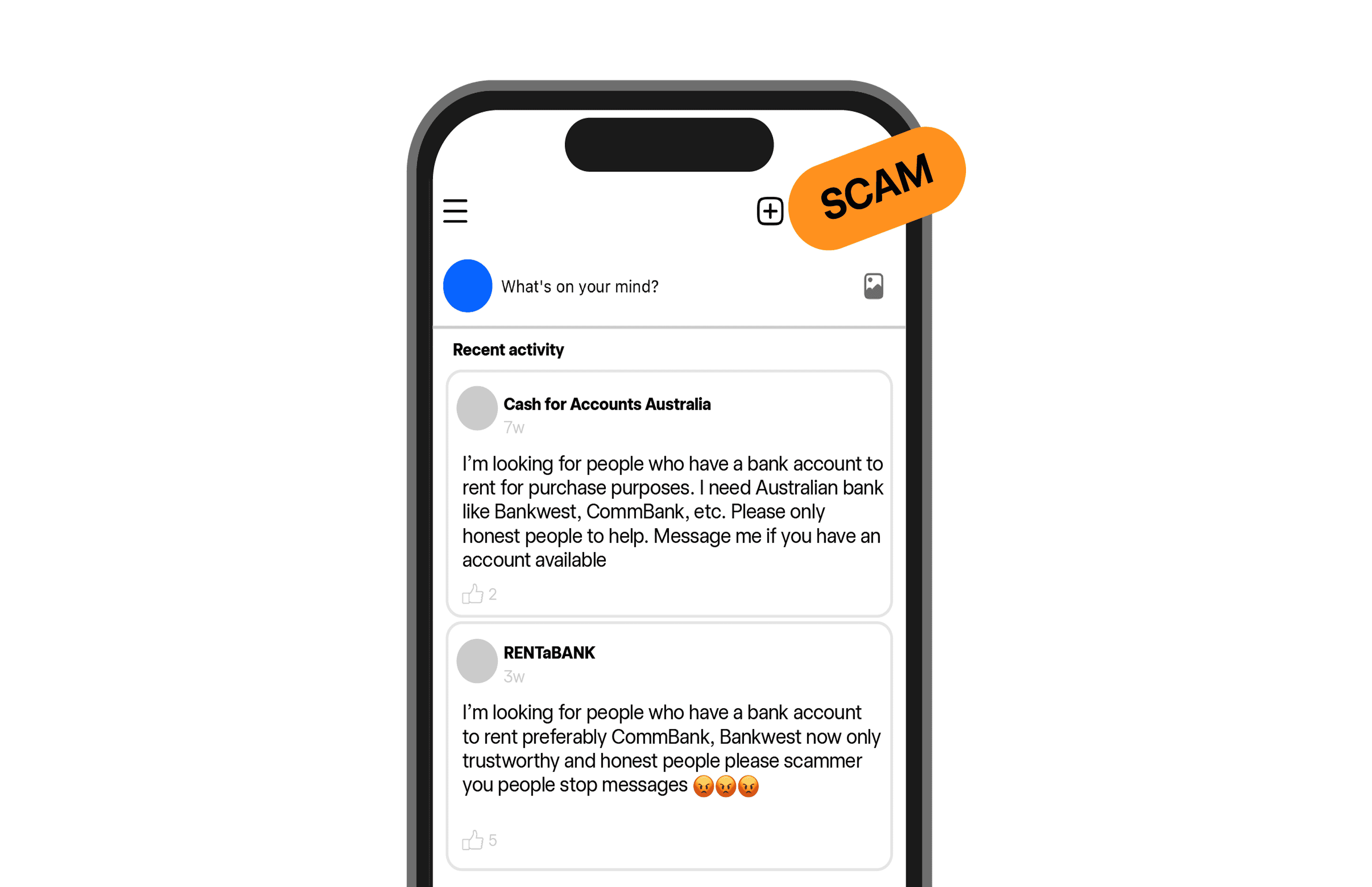 Screenshot of an example of a money mule scam