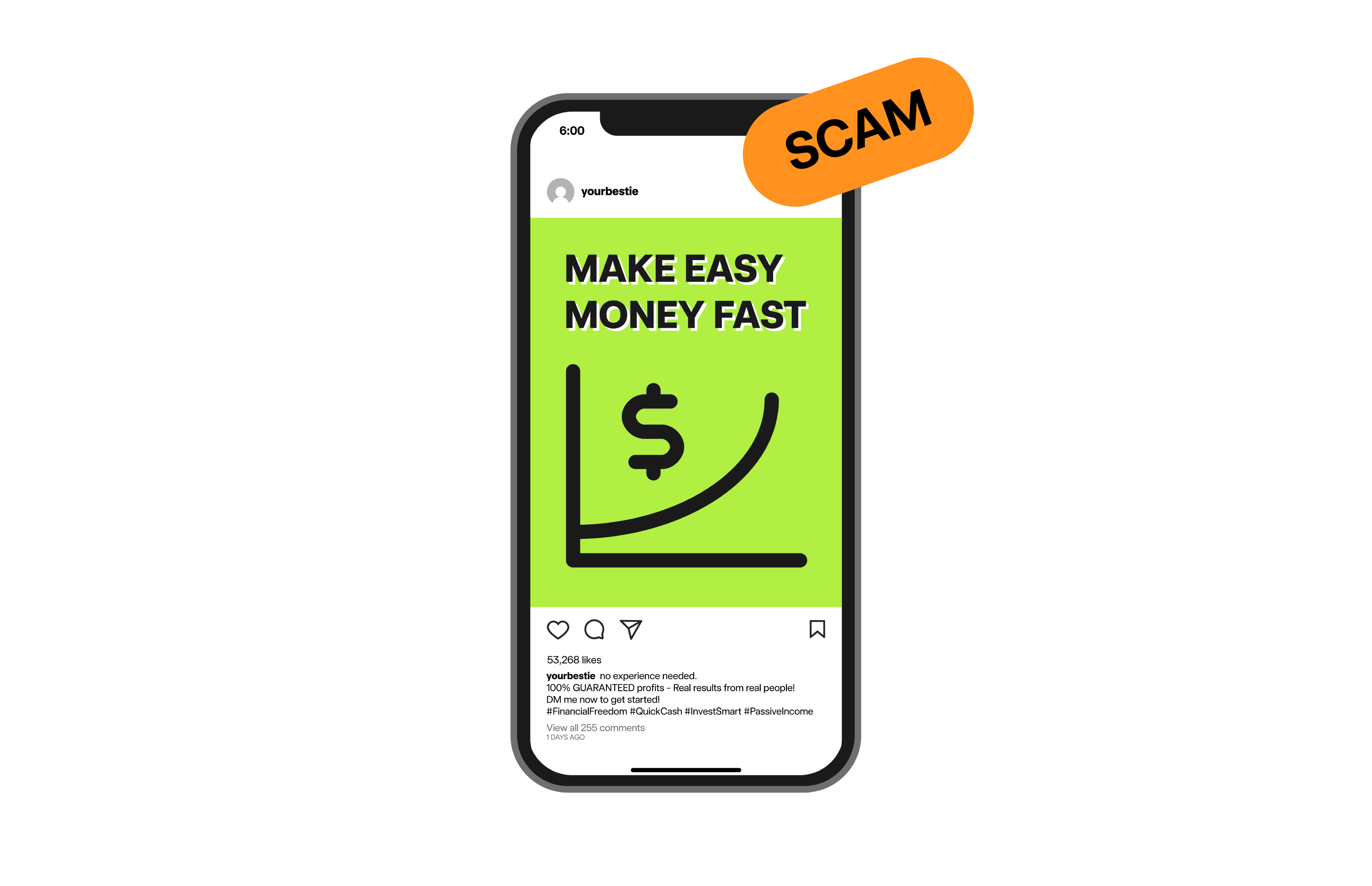 Screenshot of an example of an investment scam