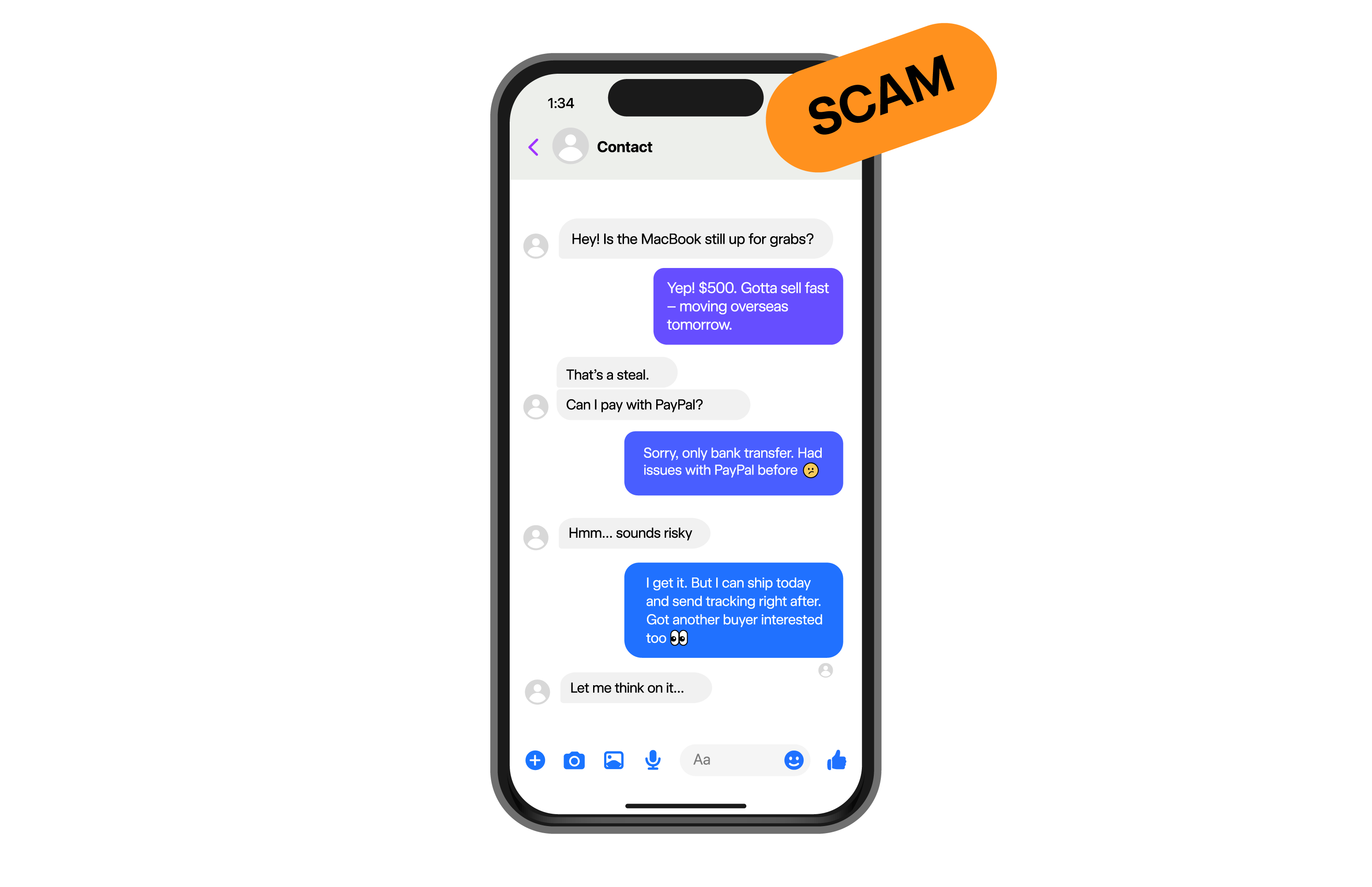 Screenshot of an example of a remote access scam