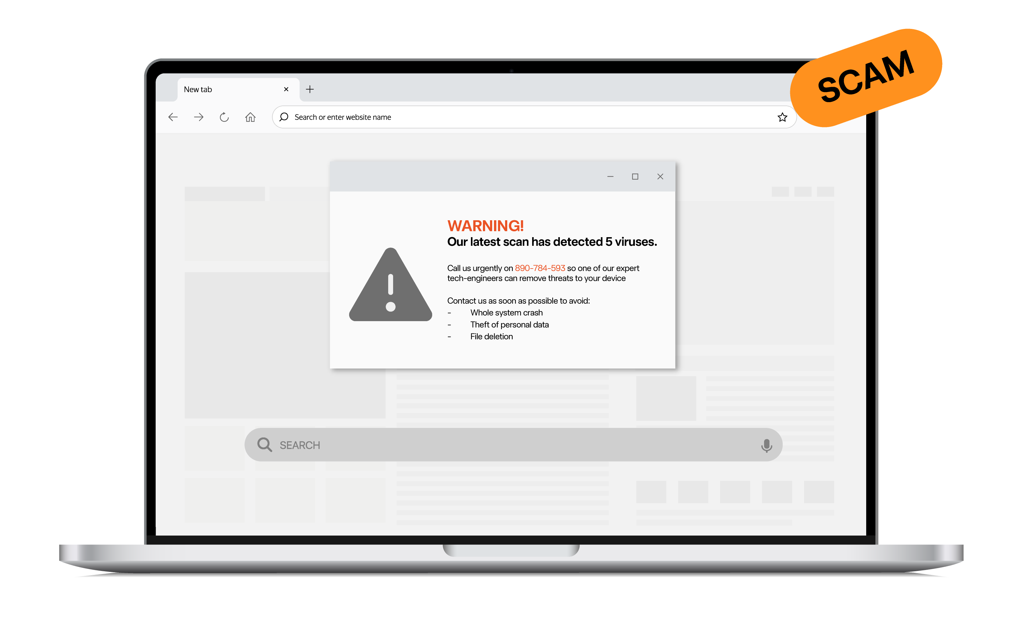 Screenshot of an example of a remote access scam
