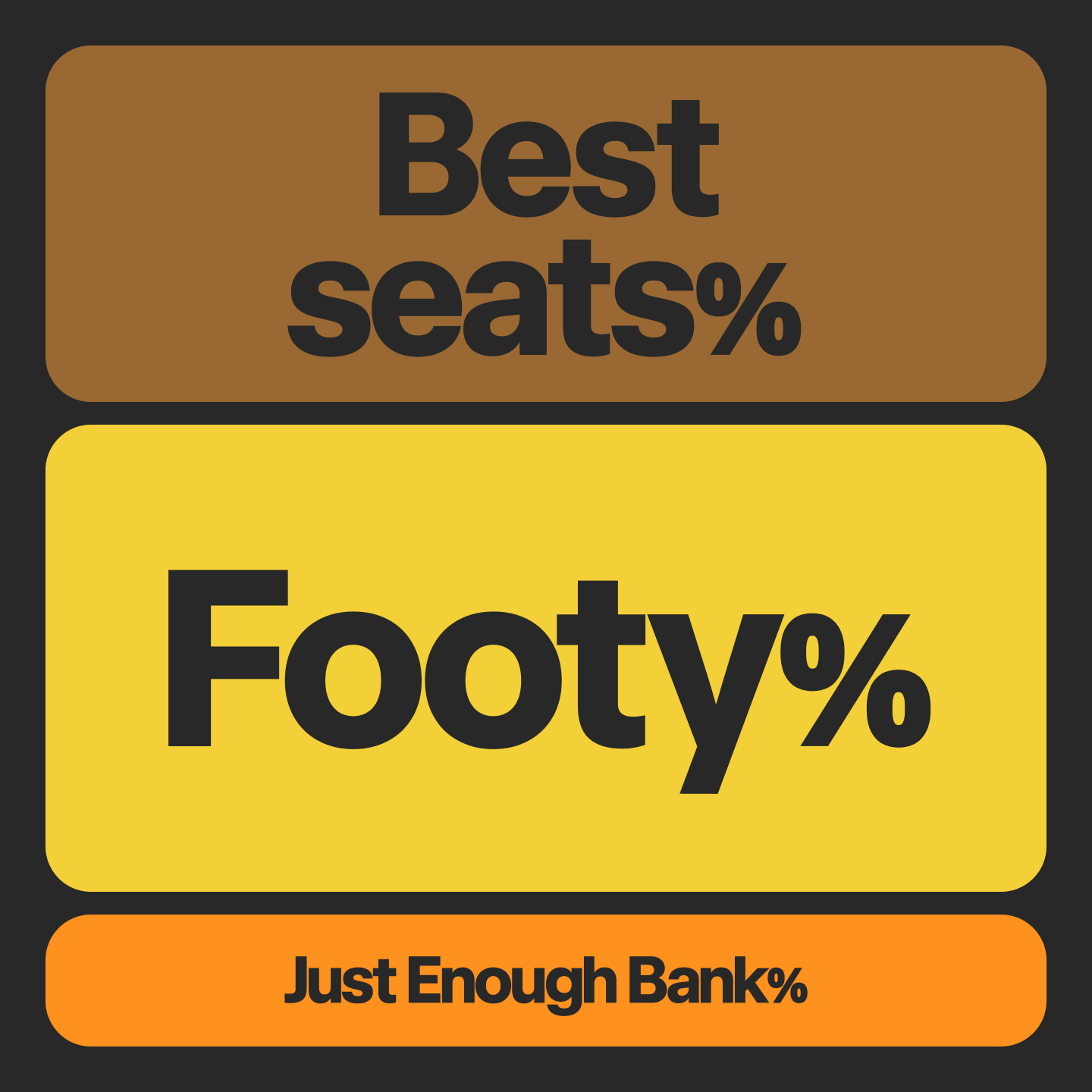 When you only spend a small percentage of your time doing bank things, you can spend the majority of your time on, Best seats and Footy. Just enough bank