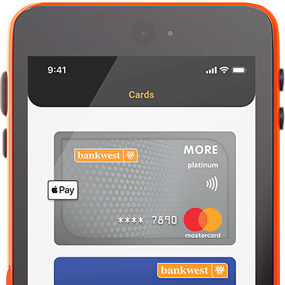 Image of the digital cards tab in the Bankwest App