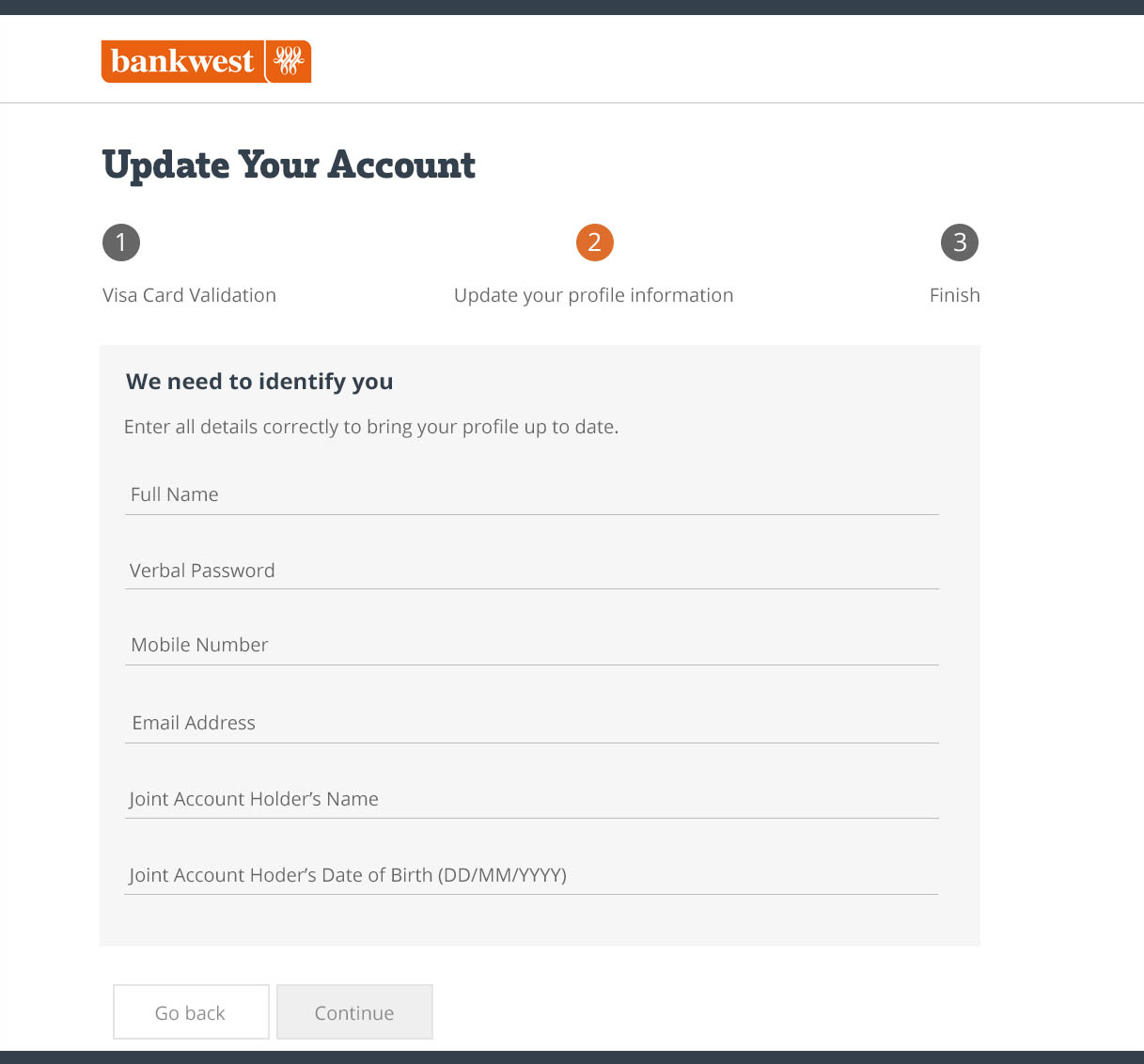Image example of a fake 'Update Your Account' form asking for your personal information