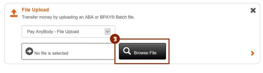 An example of creating a payment through a file upload in online business banking, refers to Step 3 above